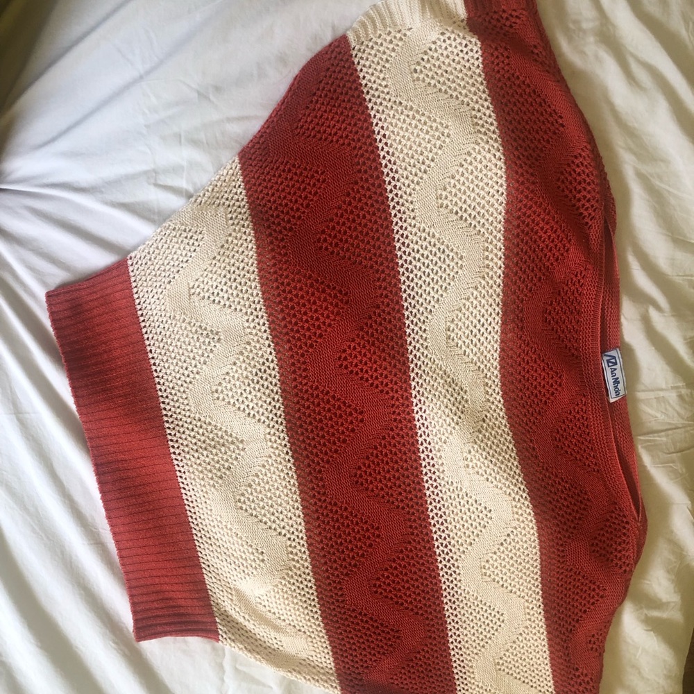 Red and Cream Striped Sweater
